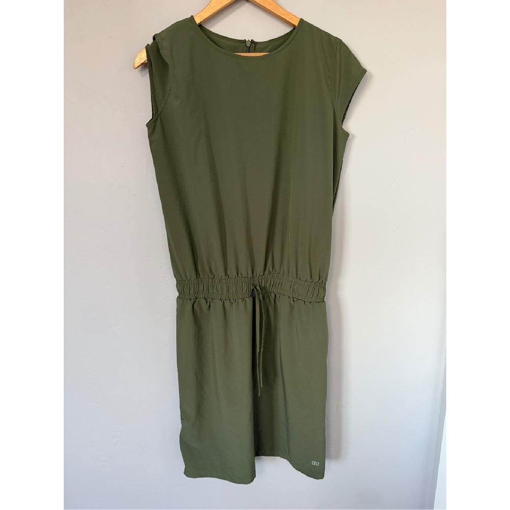 Albion Olive Green Dress Drawstring Waist Pockets Casual Athleisure Size‎ S